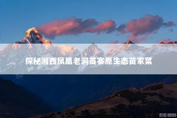 探秘湘西凤凰老洞苗寨原生态苗家菜