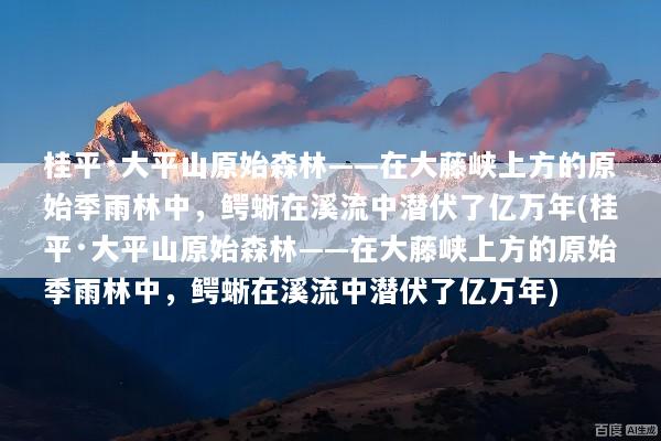 桂平·大平山原始森林——在大藤峡上方的原始季雨林中，鳄蜥在溪流中潜伏了亿万年(桂平·大平山原始森林——在大藤峡上方的原始季雨林中，鳄蜥在溪流中潜伏了亿万年)